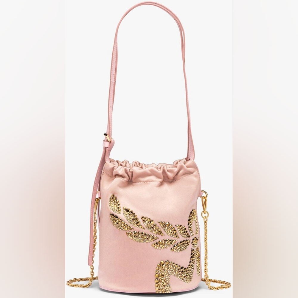 New MCM Pink Embellished Bucket Bag